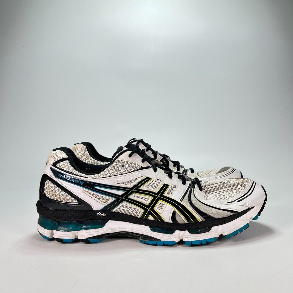 ASICS GEL-Kayano 18 White Island Blue Stability Running Shoes T200N Men's Sz 13